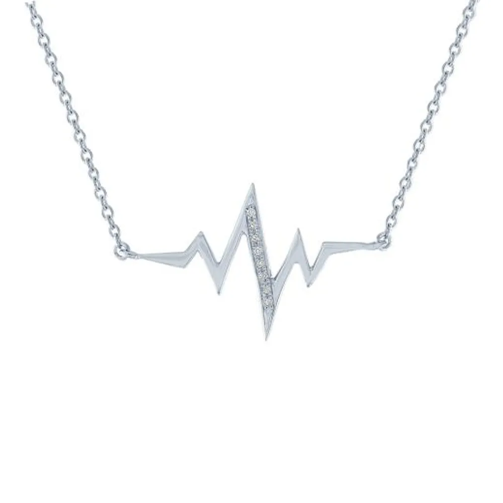 Diamond Addiction Sterling Silver Diamond Heartbeat Necklace