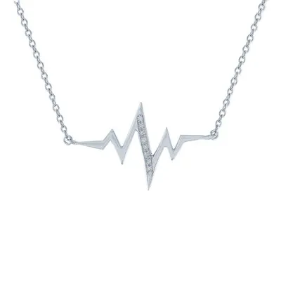 Diamond Addiction Sterling Silver Diamond Heartbeat Necklace
