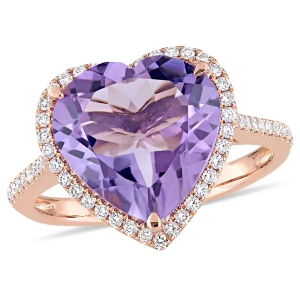 Julianna B 14K Rose Gold 0.33CTW Diamond & Amethyst Fashion Ring