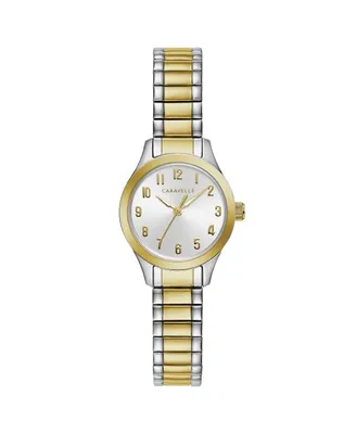 Caravelle Women's Two-Tone Gold Stainless Steel Silver-White Dial Watch