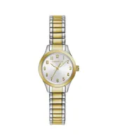 Caravelle Women's Two-Tone Gold Stainless Steel Silver-White Dial Watch