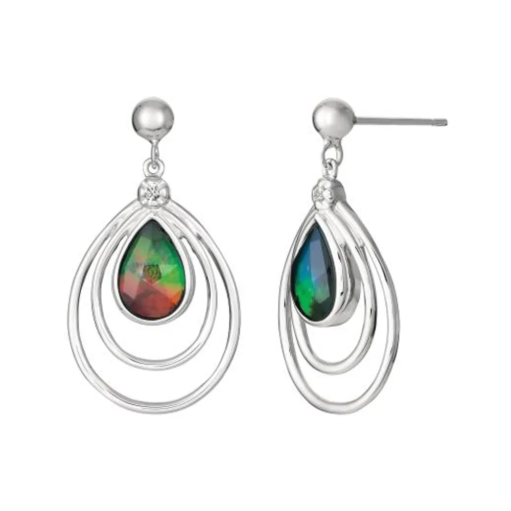 KORITE ABIGAIL Sterling Silver Ammolite & White Sapphire Earrings