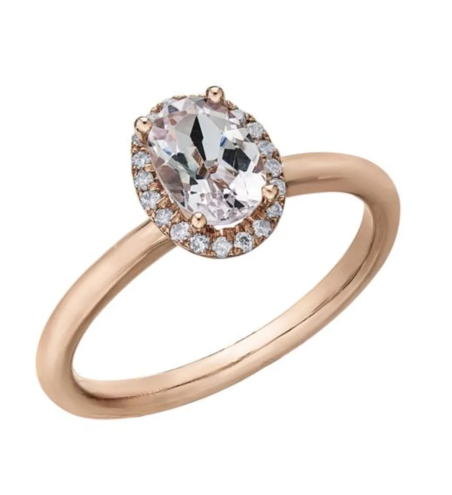 10K Rose Gold Morganite & 0.11CTW Diamond Bridal Ring