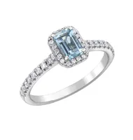 10K White Gold Aquamarine & 0.25CTW Diamond Bridal Ring