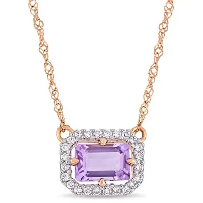 Julianna B 14K Rose Gold 0.10CTW Diamond & Amethyst Necklace