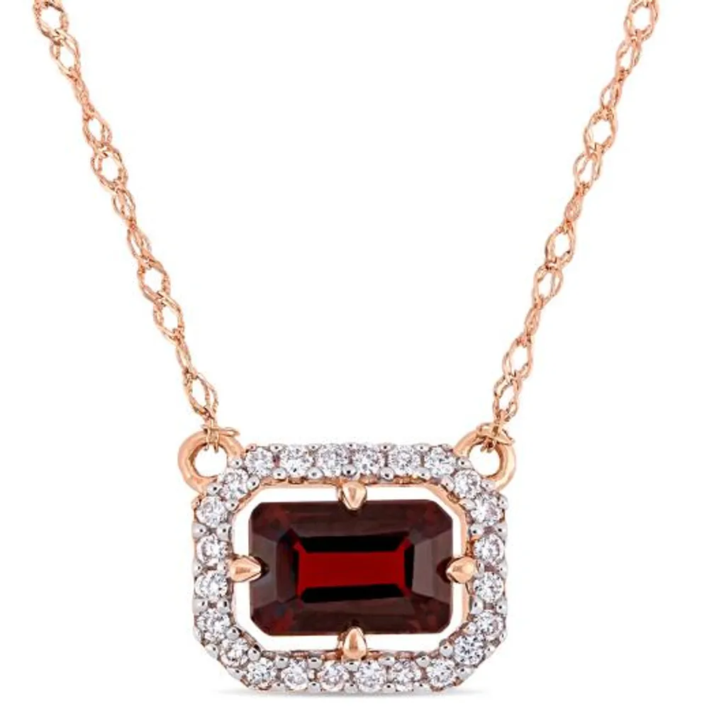 Julianna B 14K Rose Gold 0.10CTW Diamond & Garnet Necklace