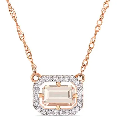 Julianna B 14K Rose Gold 0.10CTW Diamond & Morganite Necklace