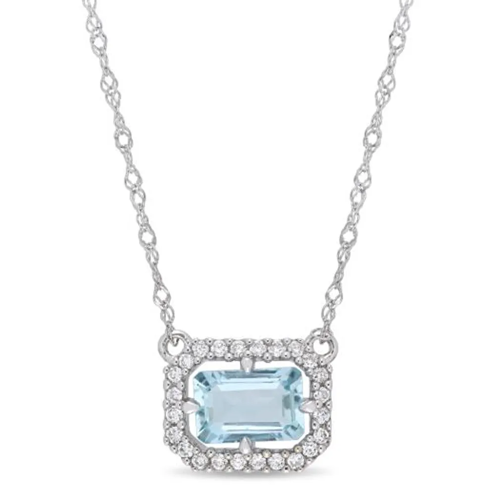 Julianna B 14K Rose Gold 0.10CTW Diamond & Aquamarine Necklace