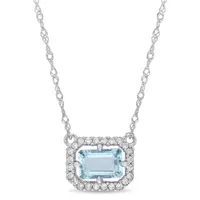 Julianna B 14K Rose Gold 0.10CTW Diamond & Aquamarine Necklace