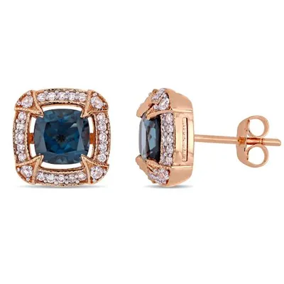 Julianna B 10K Rose Gold 0.20CTW Diamond Blue Topaz & White Sapphire Earrings