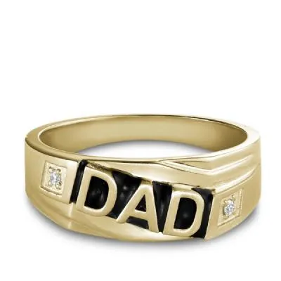 10K Yellow Gold 0.02CTW Diamond Dad Ring