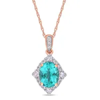 Julianna B 10K Rose Gold Apatite White Sapphire & 0.10CTW Diamond Pendant