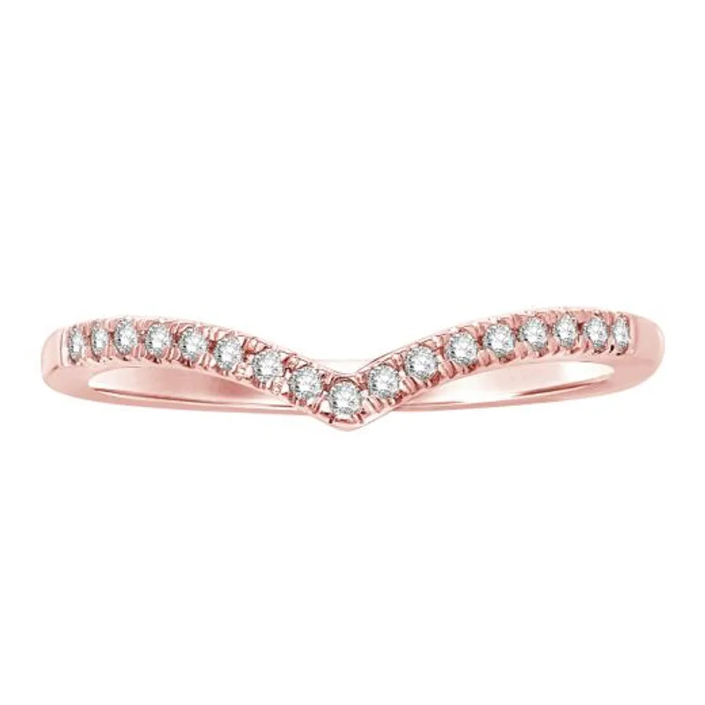 10K Rose Gold 0.10CTW Diamond Chevron Ring