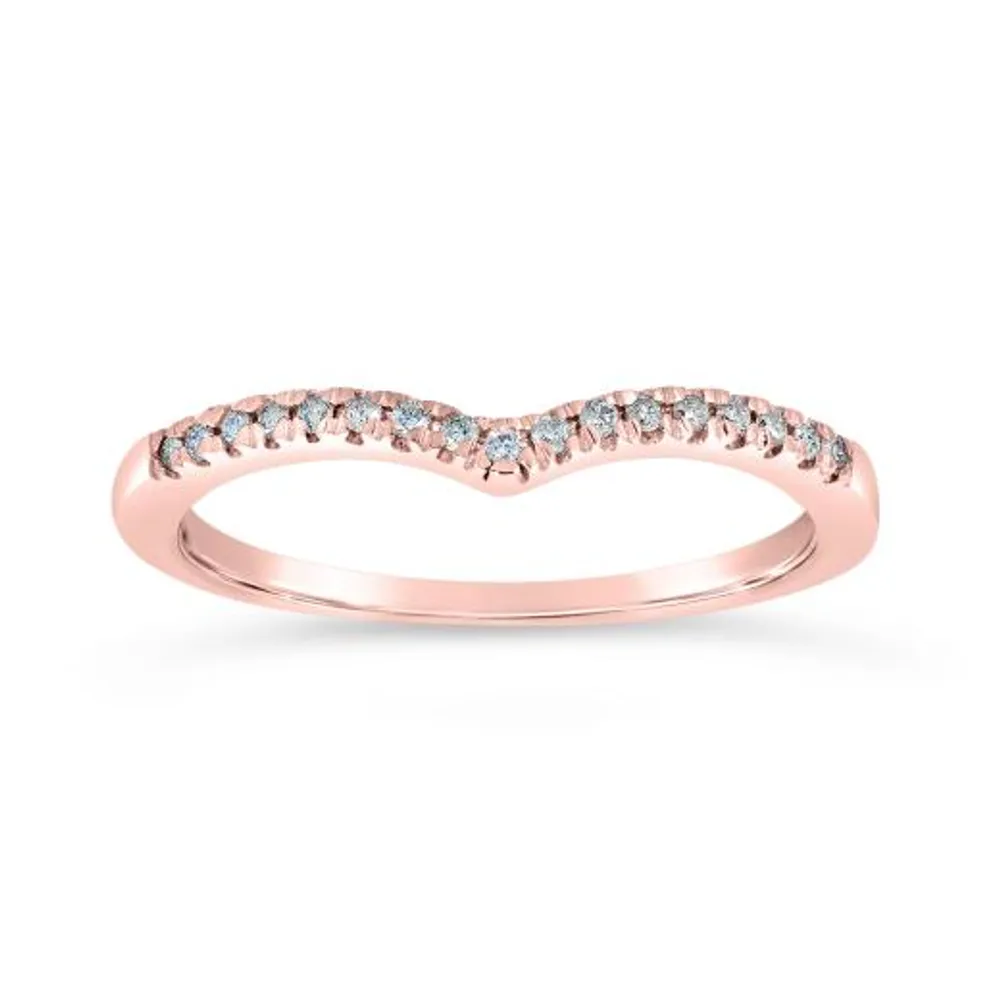 10K Rose Gold 0.10CTW Diamond Chevron Ring