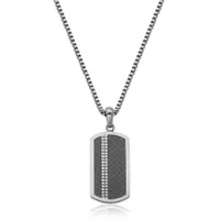 SteelX Stainless Steel 20" Carbon Fibre Dog Tag Pendant