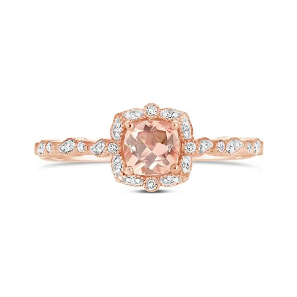 10K Rose Gold Morganite & Diamond Ring