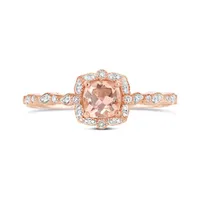 10K Rose Gold Morganite & Diamond Ring