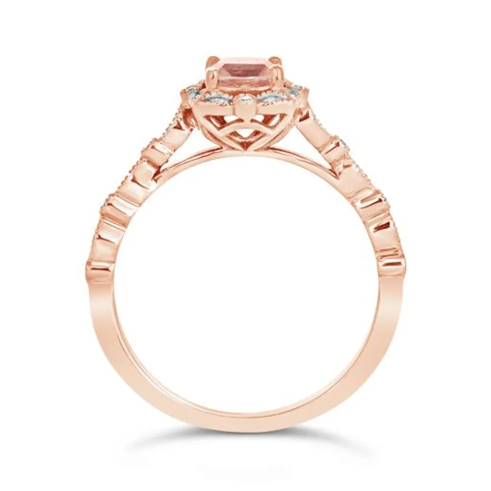 10K Rose Gold Morganite & Diamond Ring