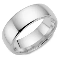 Sterling Silver 8mm Plain Dome Wedding Band