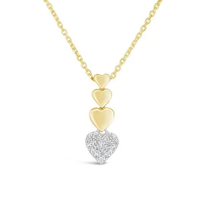 10K Yellow and White Gold 16" Hearts Journey Pendant