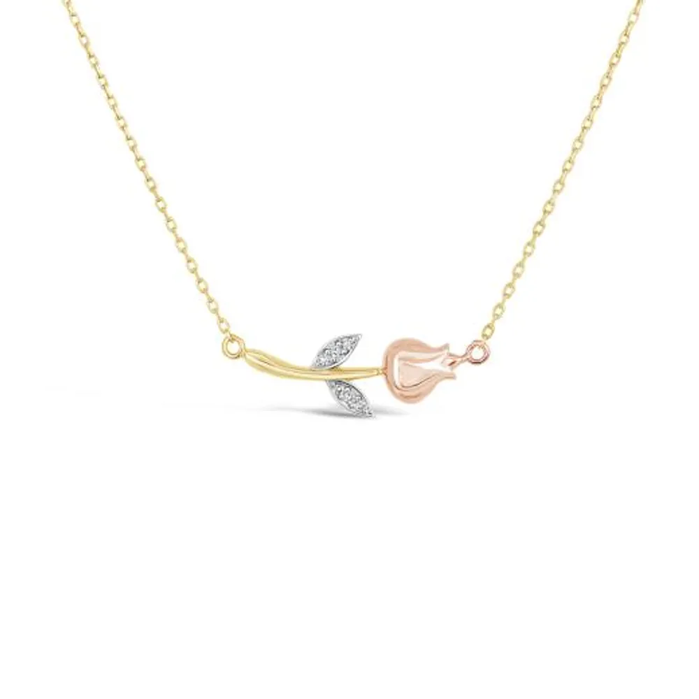 10K Yellow and Rose Gold Rose Necklace