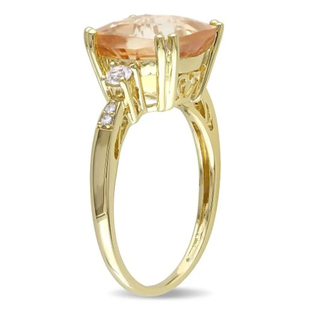 Julianna B 10K Yellow Gold Citrine Diamond & Created White Sapphire Ring