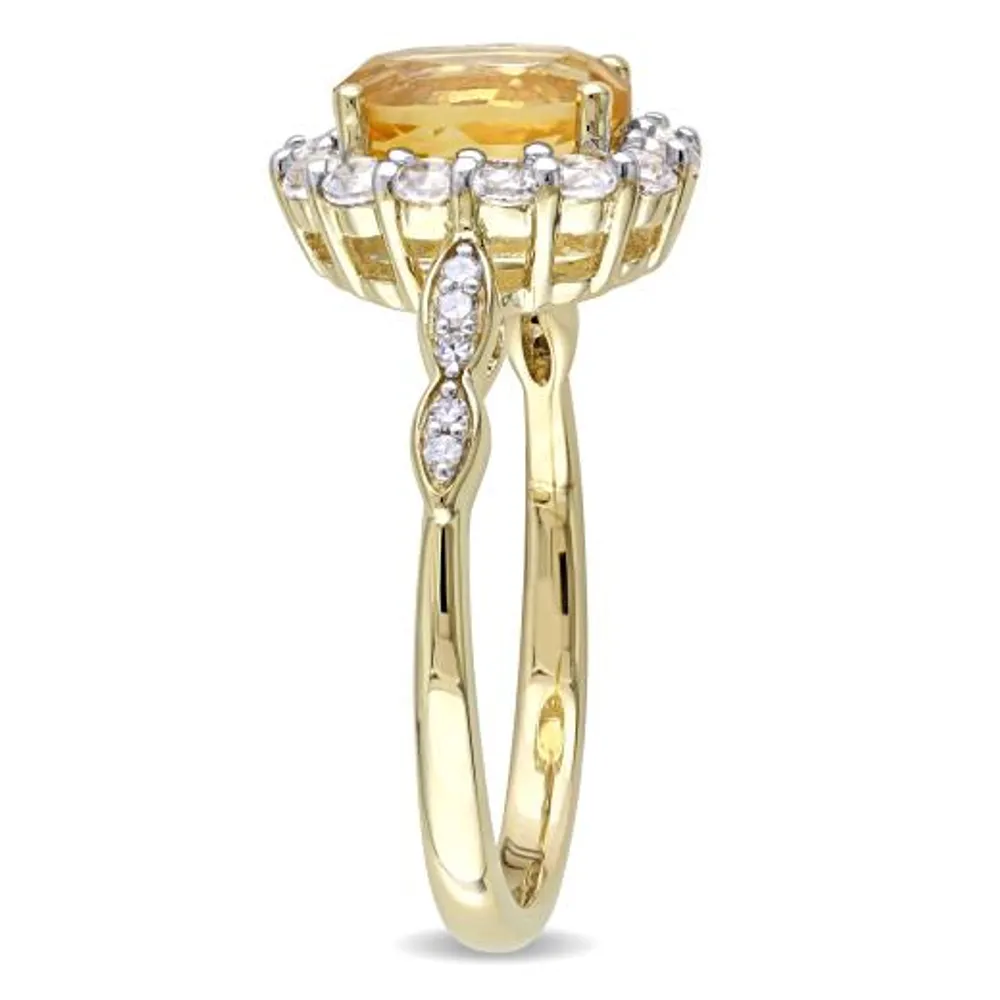 Julianna B 14K Yellow Gold Shape Citrine White Topaz & Diamond Ring