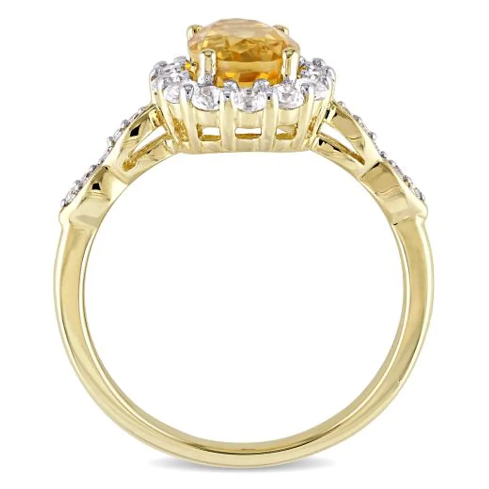 Julianna B 14K Yellow Gold Shape Citrine White Topaz & Diamond Ring