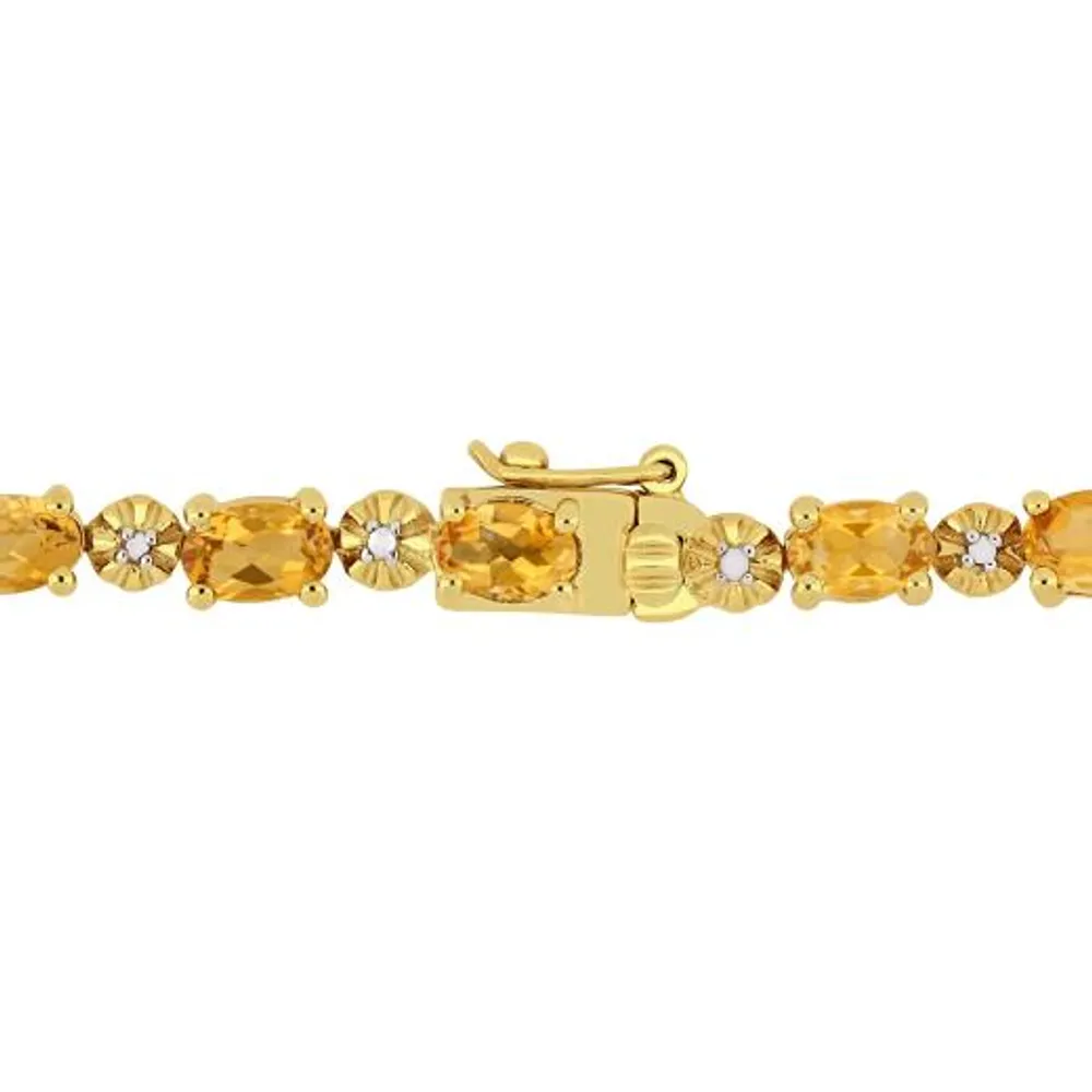 Julianna B Yellow Plated Sterling Silver Oval Cut Citrine & Diamond Bracelet