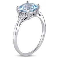 Julianna B 10K White Gold Sky Blue Topaz & 0.06CTW Diamond Fashion Ring