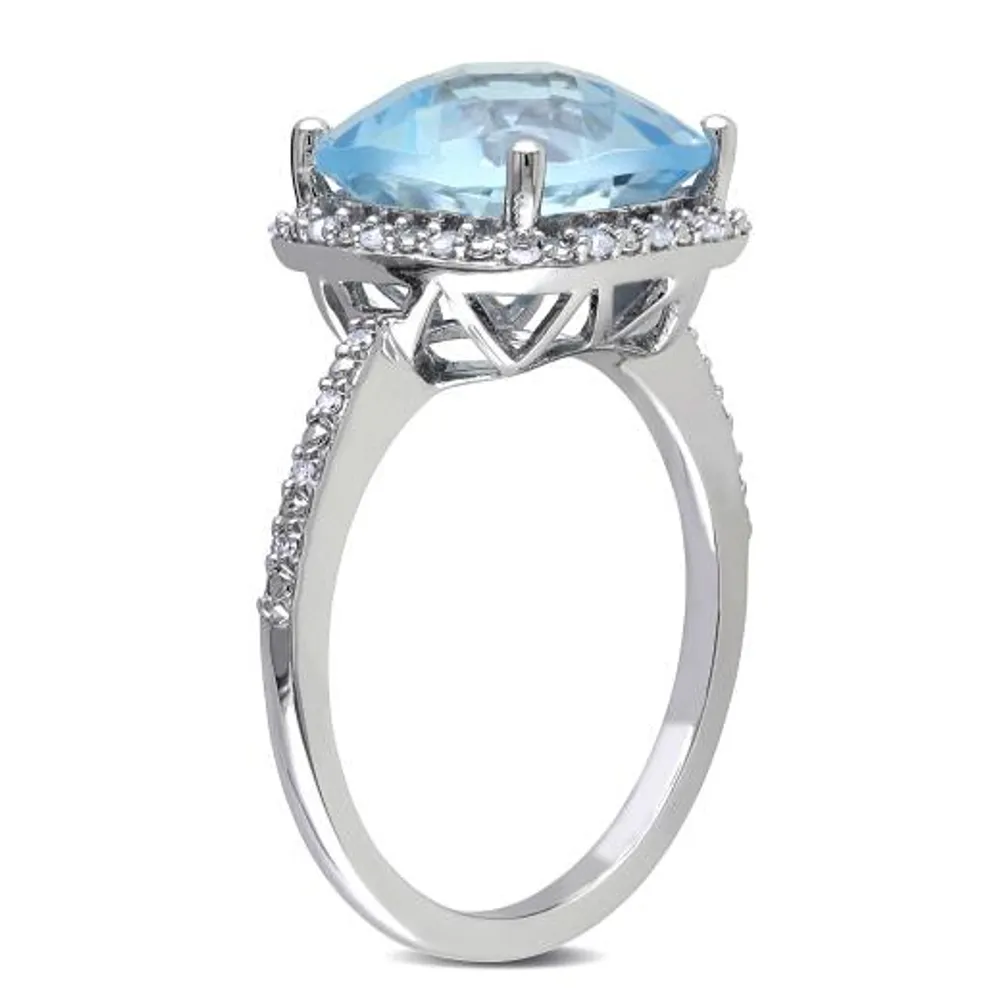 Julianna B 10K White Gold Sky Blue Topaz & 0.10CTW Diamond Fashion Ring