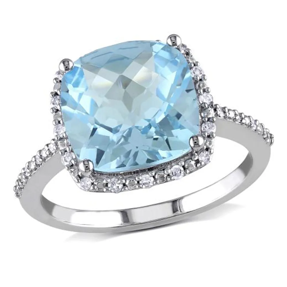 Julianna B 10K White Gold Sky Blue Topaz & 0.10CTW Diamond Fashion Ring