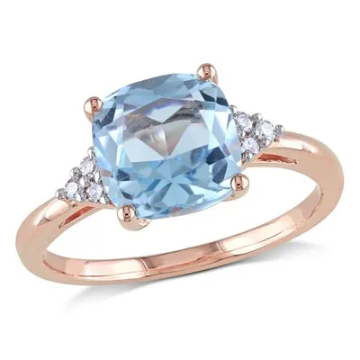 Julianna B 10K Rose Gold Sky Blue Topaz & 0.06CTW Diamond Fashion Ring