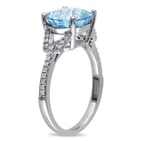 Julianna B 14K White Gold Swiss Blue Topaz & Diamond Fashion Ring