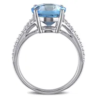 Julianna B 14K White Gold Swiss Blue Topaz & Diamond Fashion Ring