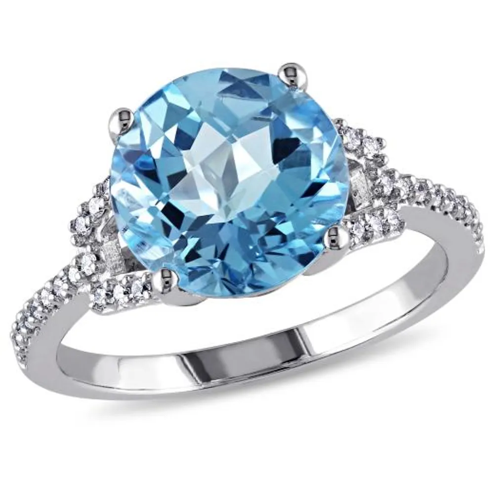 Julianna B 14K White Gold Swiss Blue Topaz & Diamond Fashion Ring