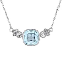 Julianna B 10K White Gold Sky Blue Topaz White Sapphire & Diamond Necklace