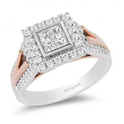 Enchanted Disney 14K White & Rose Gold Mulan 0.95CTW Bridal Ring