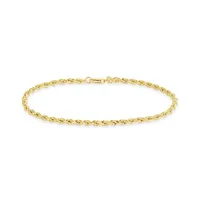 10K Yellow and White Gold 7.5" Diamond Cut Rope Chain