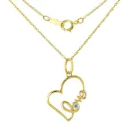 10K Yellow Gold Diamond Love Pendant