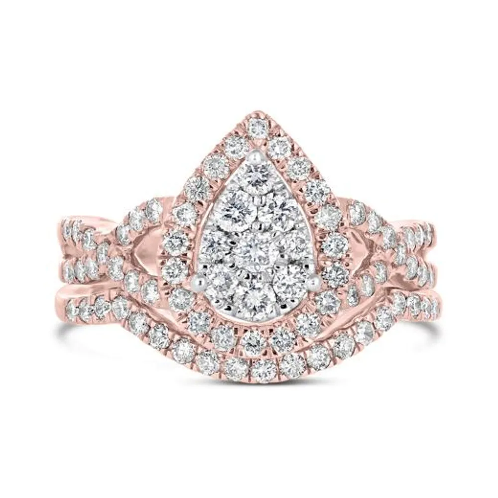 10K Rose Gold 1.00CTW Pear Shaped Bridal Set