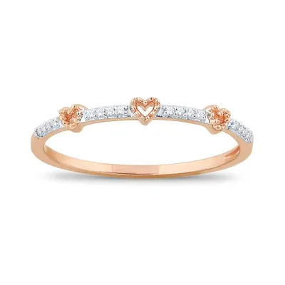 10K Rose Gold Diamond Stackable Ring