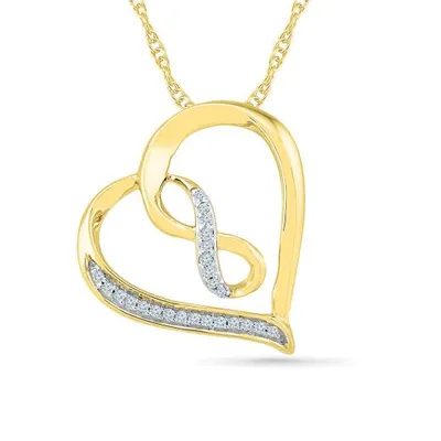 10K Yellow Gold Diamond Infinity Heart Pendant