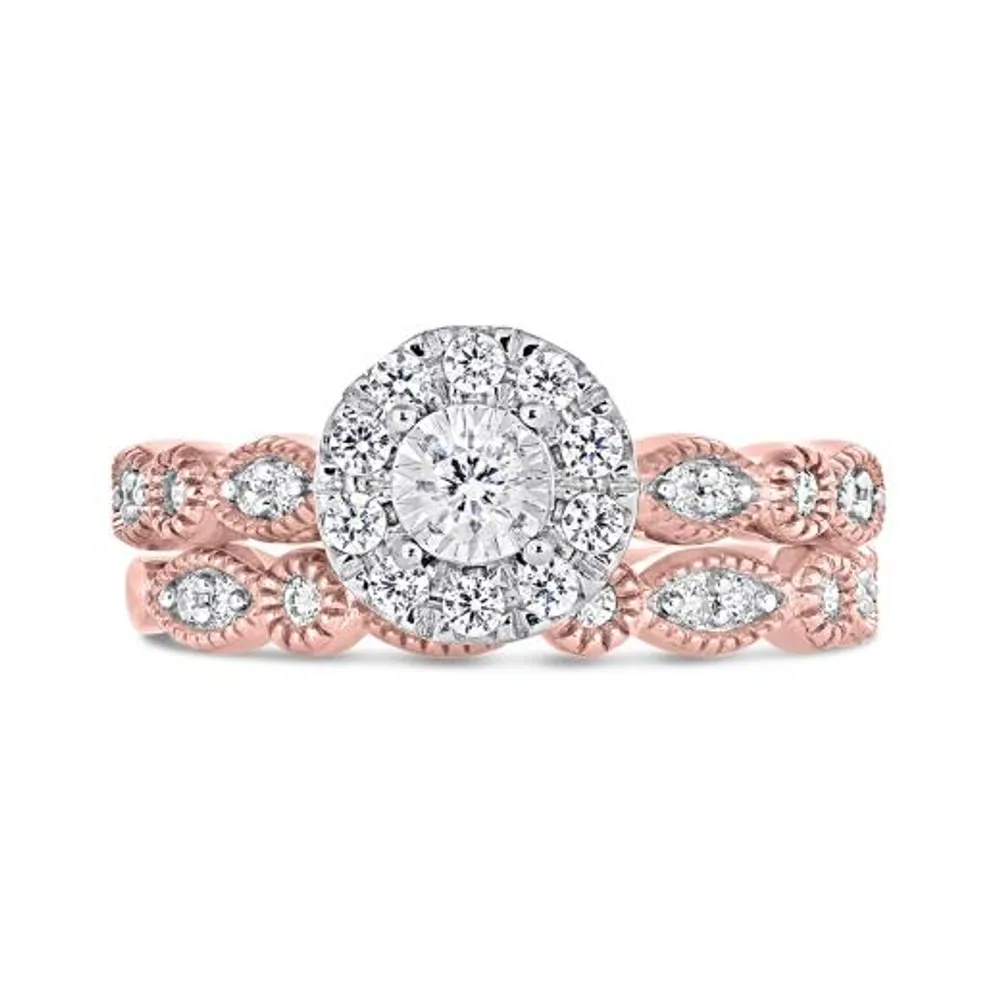10K Rose & White Gold 0.50CTW Bridal Set