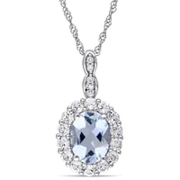 Julianna B 14K White Gold Aquamarine White Topaz & Diamond Pendant with Chain