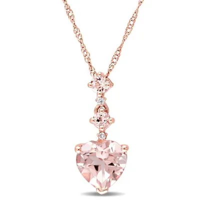 Julianna B 14K Rose Gold Heart Shaped Morganite & Diamond Accent Pendant