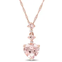 Julianna B 14K Rose Gold Heart Shaped Morganite & Diamond Accent Pendant