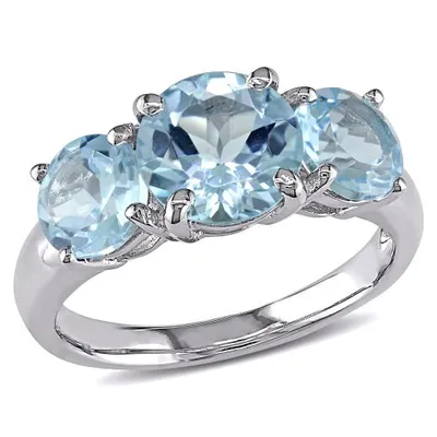 Julianna B Sterling Silver Blue Topaz Three-Stone Ring