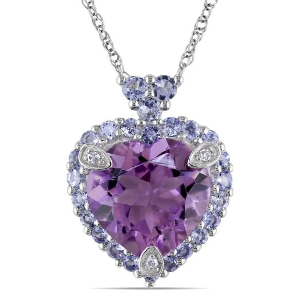 Julianna B 10K White Gold Amethyst Tanzanite & 0.01CTW Diamond Pendant