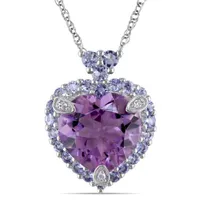 Julianna B 10K White Gold Amethyst Tanzanite & 0.01CTW Diamond Pendant